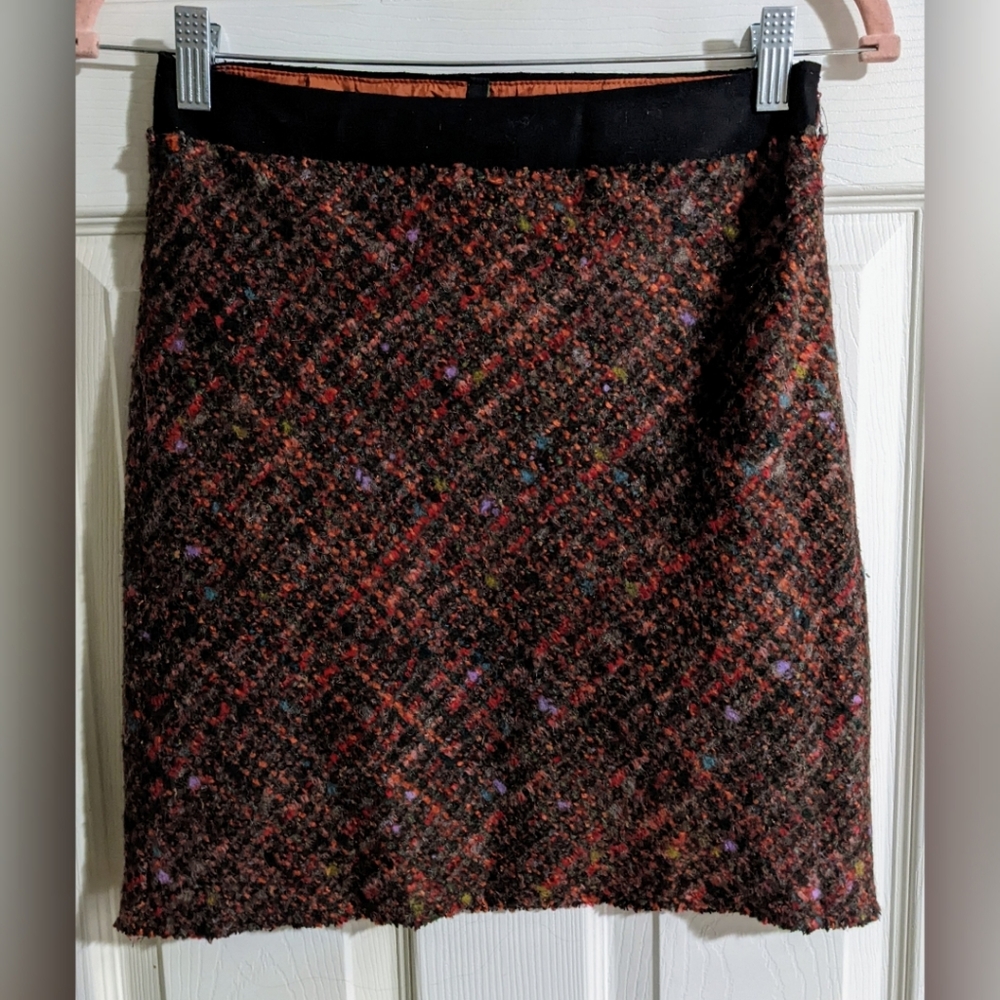 Stile Benneton Wool Blend Skirt IT 40 US 4 Red Black Tweed